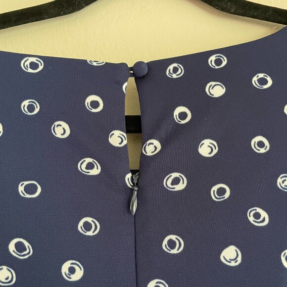 Talbots Women's Navy White Polka Dot Tie Sleeve Dress Ruffle Dress Size Small - Picture 8 of 11